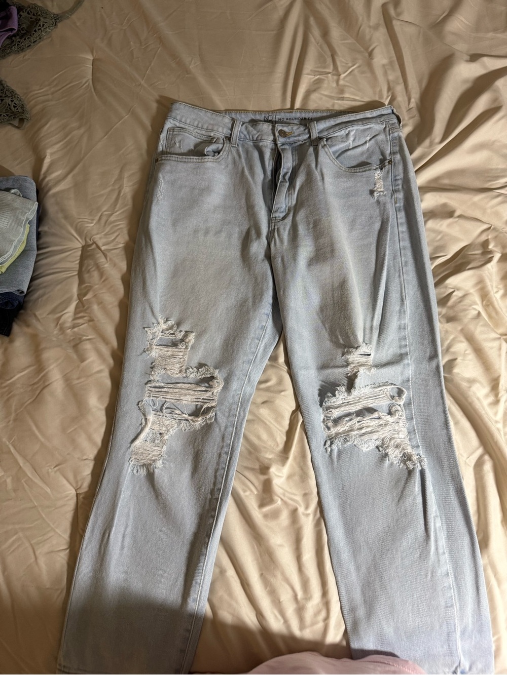 No Boundaries Light Blue Distressed Boyfriend Jeans